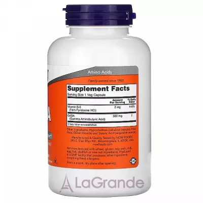 Now Foods Supplements GABA 500mg  (- )   