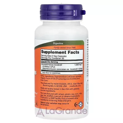 Now Foods Supplements Saccharomyces Boulardii 5 billion CFU   