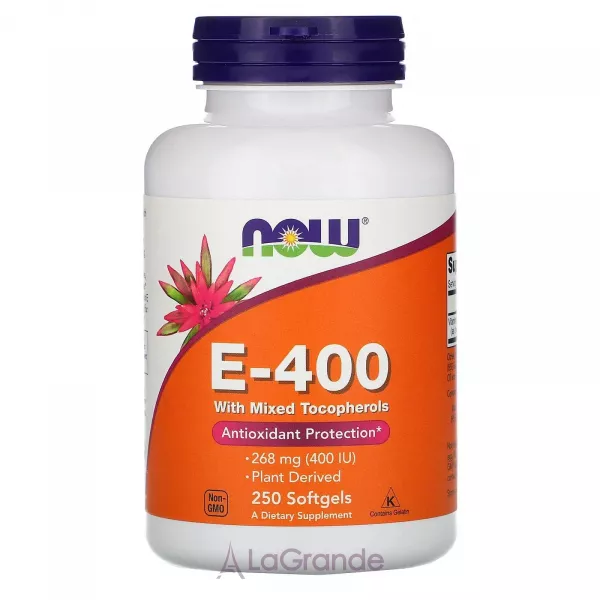 Now Foods E-400 with Mixed Tocopherols ³���� � � �������� ������������, 400 �� (��������������� ������)