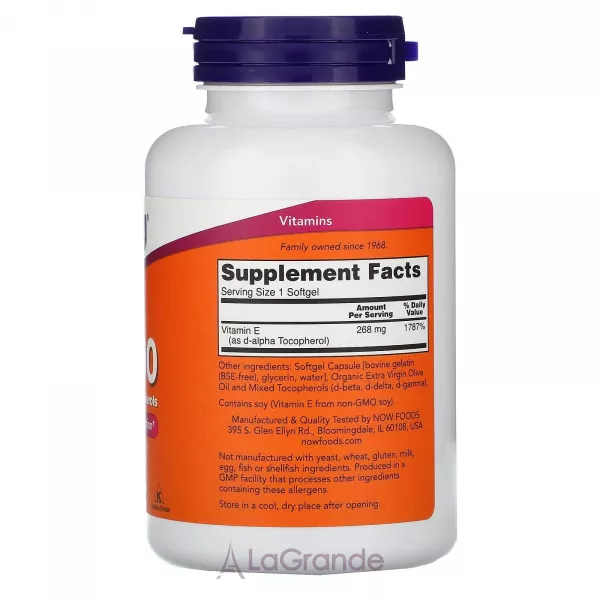 Now Foods E-400 with Mixed Tocopherols ³���� � � �������� ������������, 400 �� (��������������� ������)