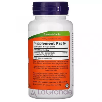 Now Foods Elderberry 500 mg  , 500  ( )