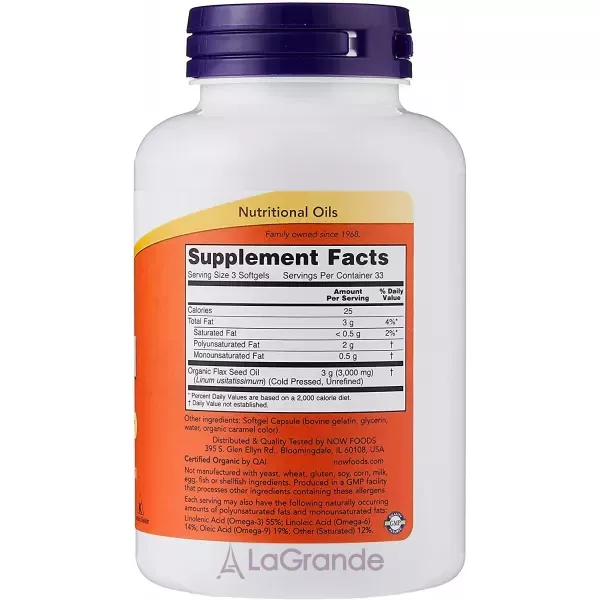 Now Foods Flaxseed Oil 1000 mg ����� ���, 1000 �� (�������� �������-������� �������)