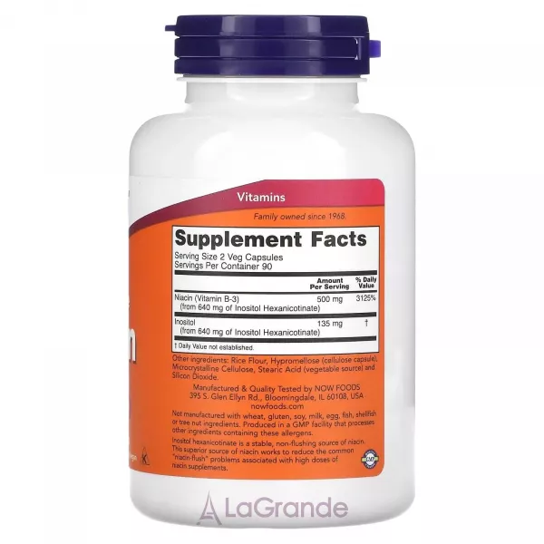 Now Foods Flush-Free Niacin 250 mg ͳ���� (³���� �3), ��� ������������, 250 ��