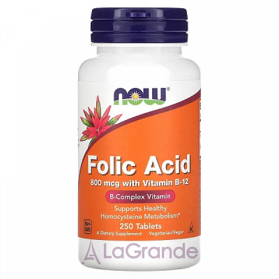 Now Foods Folic Acid with Vitamin B-12 볺    -12, 800 /25 