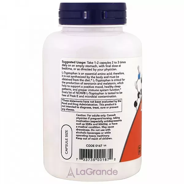 Now Foods Supplements L-Tryptophan 500mg �-��������� ��� ������� �������, ��������� ��� �� ������ ������ �������