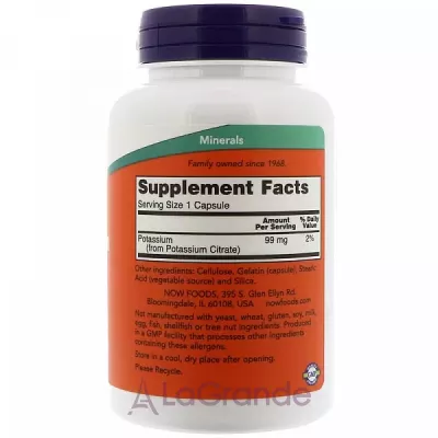 Now Foods Supplements Potassium Citrate 99 mg    ,  ,  ,    