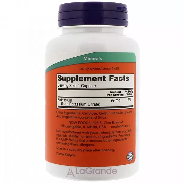 Now Foods Supplements Potassium Citrate 99 mg ������ ���� ��� �����, �������� ��������, ����������� �����, ����� �� ���������� �������