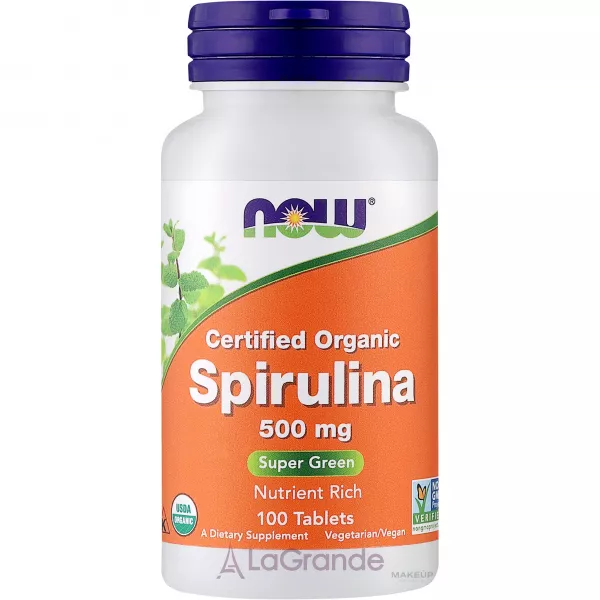 Now Foods Supplements Certified Organic Spirulina 500 mg ������� ��������� ��� ��������� ���������, ��������� �� ���������� ������'� ���������