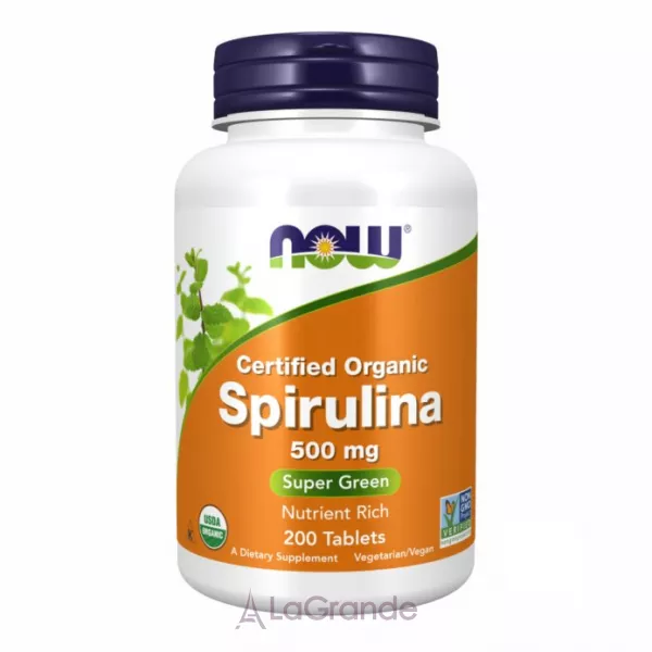 Now Foods Supplements Certified Organic Spirulina 500 mg ������� ��������� ��� ��������� ���������, ��������� �� ���������� ������'� ���������