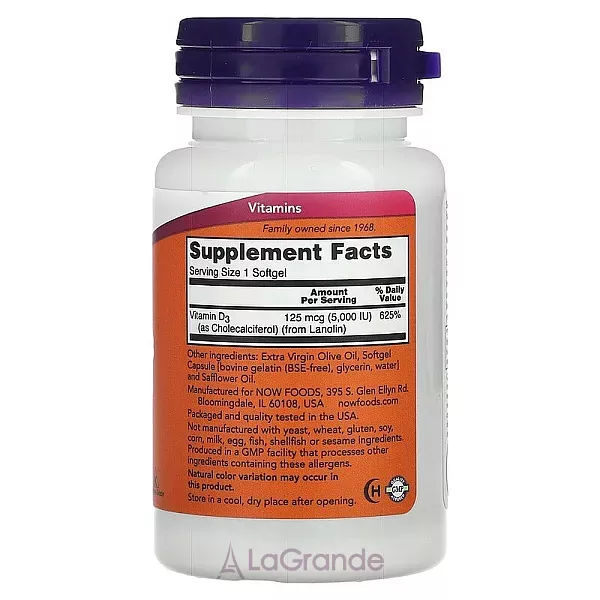 Now Foods Supplements VIT D-3 5000 IU ³���� D3 ��� ������'� �����, ����, �����, ������-�������� �������