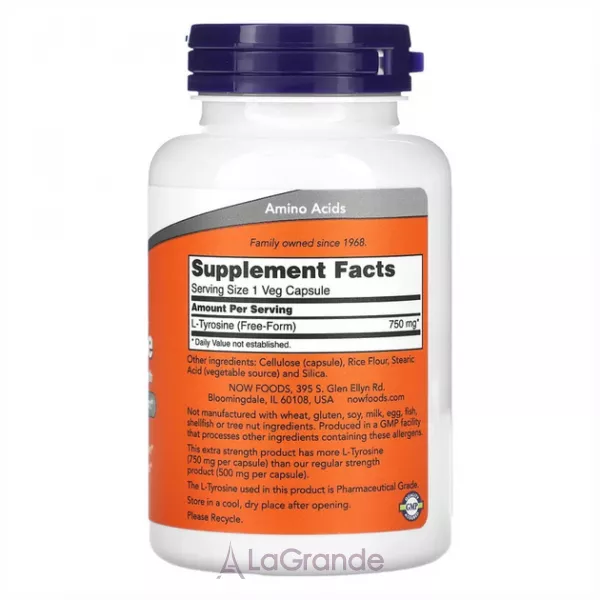 Now Foods Supplements L-Tyrosine 750mg �-������� ������ ���� ��� ����������� ������������� ���� �� ������� �������