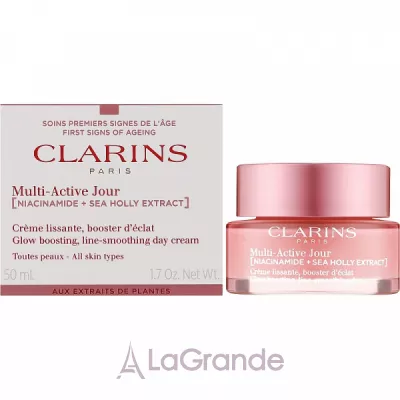 Clarins Multi-Active Jour Niacinamide+Sea Holly Extract Glow Boosting Line-Smoothing Day Cream       