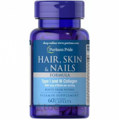 Puritan's Pride Hair Skin Nails Formula Type 1 and 3 Collagen      , , 