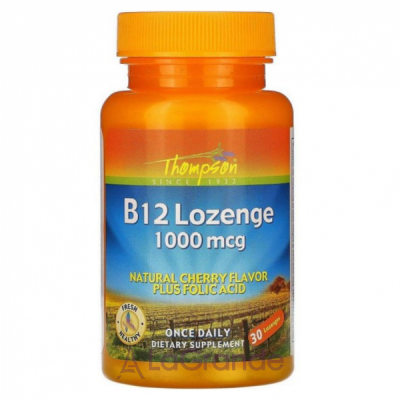 Thompson Vitamin B12 Lozenge Natural Cherry 1000 mcg  B-12 1000         