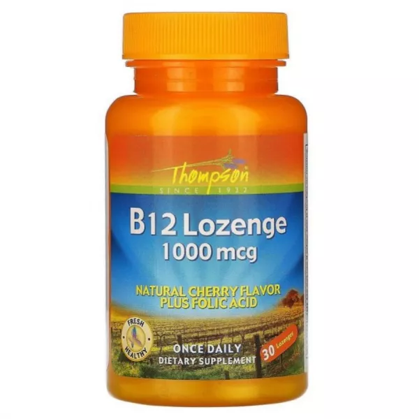 Thompson Vitamin B12 Lozenge Natural Cherry 1000 mcg ������� B-12 1000 ��� � ��������� ��� ������������ � ����������� �������� �����