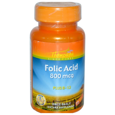 Thompson Folic Acid Plus B-12 800 mcg 볺   ³ B12 800 /5    