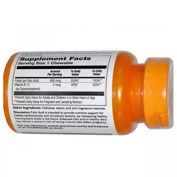Thompson Folic Acid Plus B-12 800 mcg �������� ������� � ������� B12  800 ���/5 ��� � ����������� ���������