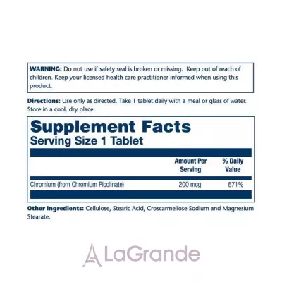 Solaray Chromium Picolinate 200mcg   