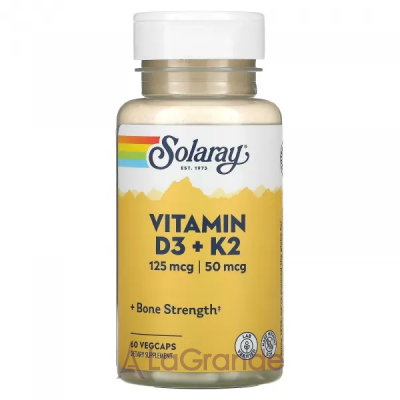 Solaray Vitamin D-3 & K-2 125mcg/50mcg   