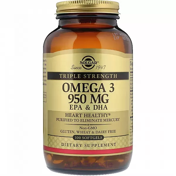 Solgar Omega-3 950 mg Triple Strength EPA & DHA ���'���� ��� 