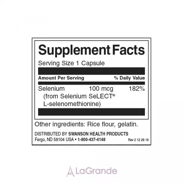 Swanson Selenium L-Selenomethionine 100mcg ������� ������� 