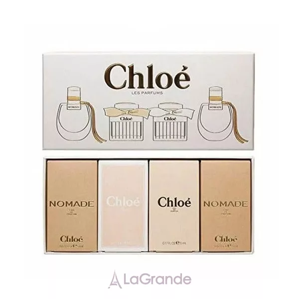 Chloe Les Parfums Set ����� (��������� ���� Nomade 5 �� + Rose Tangerine 5 �� + ��������������� ���� Nomade 5 �� + Chloe, 5 ��)