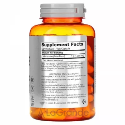 Now Foods L-Glutamine 1000 mg L-  , 1000 