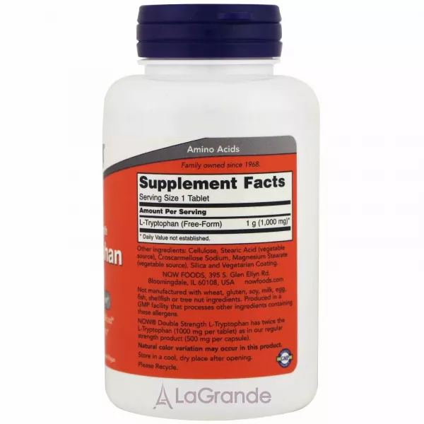 Now Foods L-Tryptophan 1000 mg ���������, ������� ����, 1000 ��