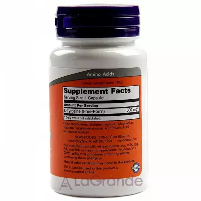 Now Foods L-Tyrosine 500 mg L-, 500 