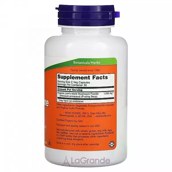 Now Foods Lion's Mane 500 mg ������ �����������, 500 ��