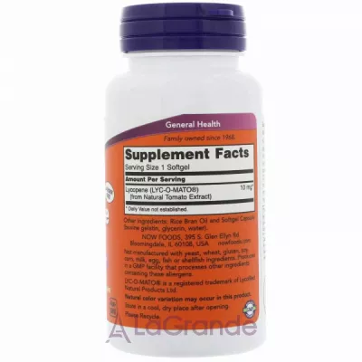 Now Foods Lycopene 10 mg , 10 