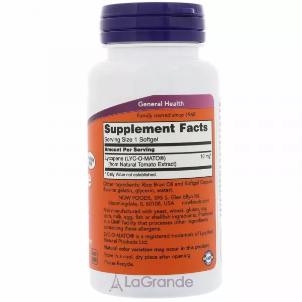 Now Foods Lycopene 10 mg ����������� ������� 
