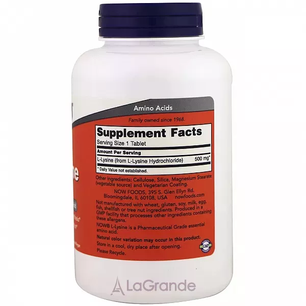 Now Foods L-Lysine 500 mg L-����, 500 ��