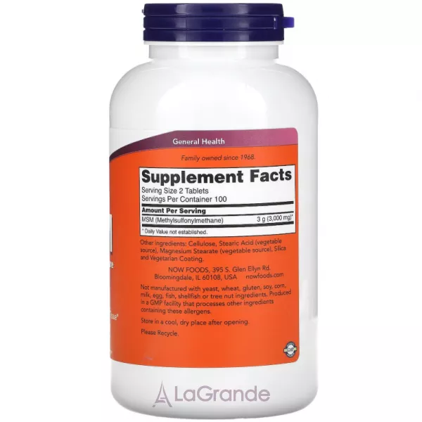 Now Foods MSM 1500 mg �������������������, 1500 ��