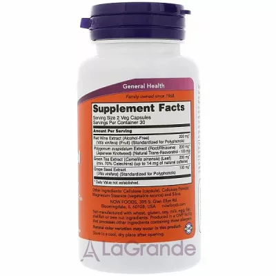 Now Foods Natural Resveratrol 50 mg  , 50  ( - )