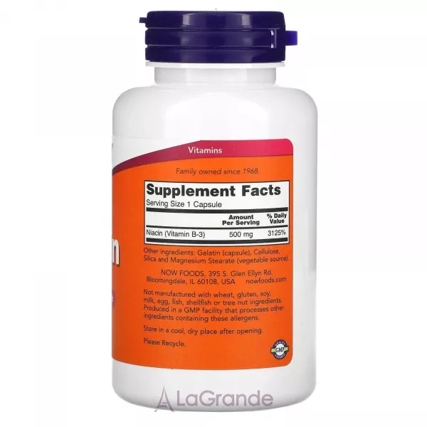 Now Foods Niacin 500 mg ³���� B3 ͳ����, 500 ��, �������