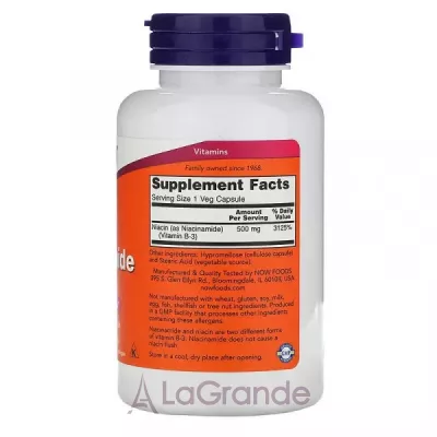 Now Foods Niacinamide 500 mg , 500 