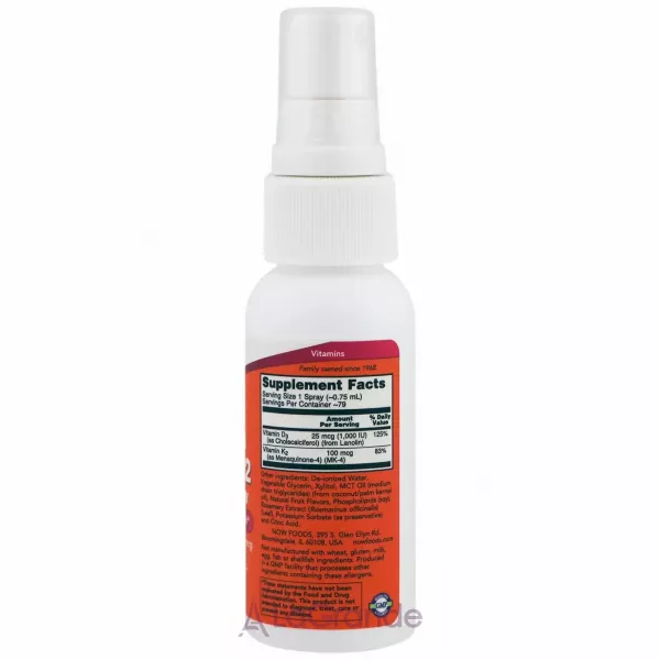 Now Foods Vitamin D3 & K2 Liposomal Spray ³���� �3 �� �2, 1000 ��/100 ���, ������������ �����