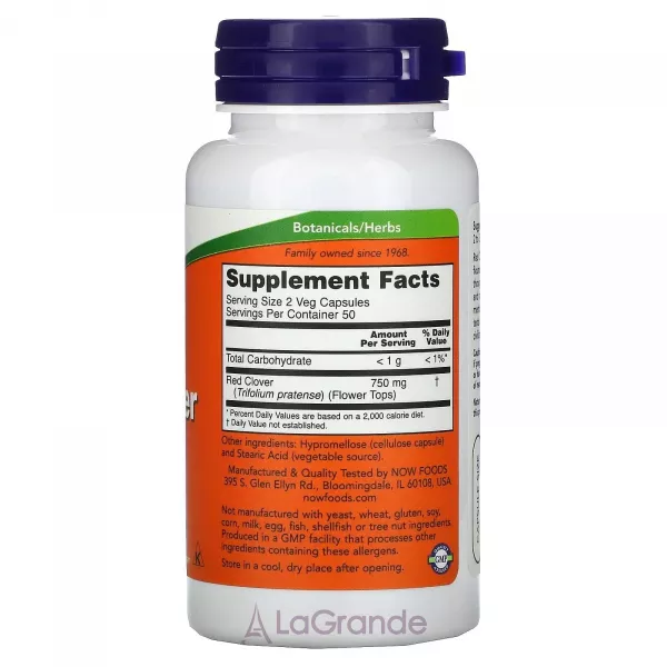 Now Foods Red Clover 375 mg ������� ��������, 375 ��