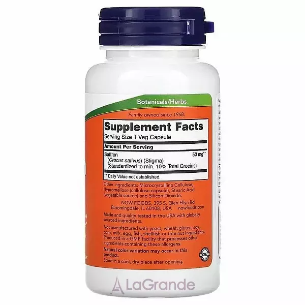 Now Foods Saffron 50 mg ������, 50 �� (�������� ������� �������)