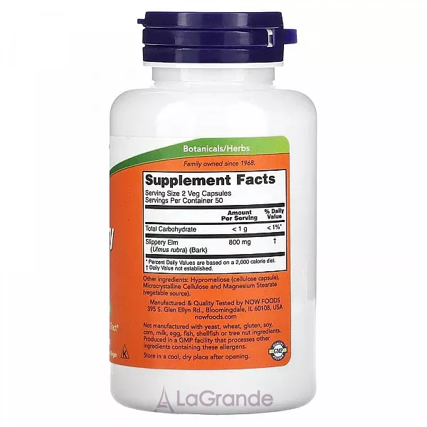 Now Foods Slippery Elm 400 mg �������� �'��, 400 �� (������������ ����� ��� �������� ��������-��������� ������)