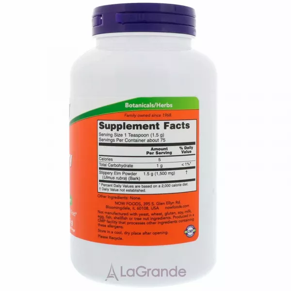 Now Foods Slippery Elm Powder �������� �'��, ������� (������������ ����� ��� �������� ��������-��������� ������)
