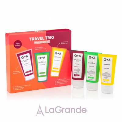 Q+A Travel Trio Bodycare Gift Set (gel/cl/50ml+scr/ex/50ml+body/lot/50ml)      