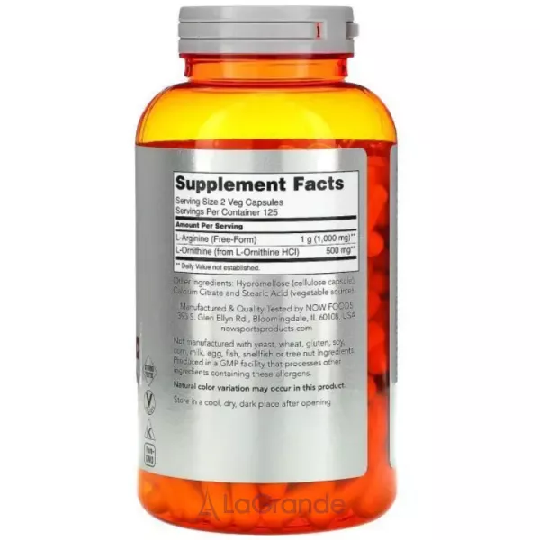 Now Foods Sports Arginine & Ornithine ������ �� �������, 500 ��/250 ��