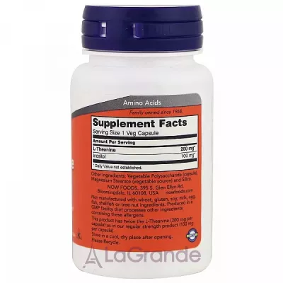 Now Foods Double Strength L-Theanine 200 mg L-,  , 200  ( ,   ,  - c)