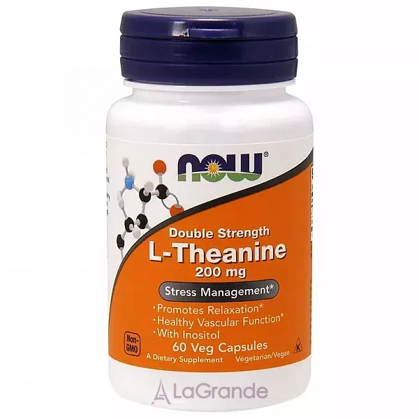 Now Foods Double Strength L-Theanine 200 mg L-������, ������� ����, 200 �� (�������� ������, ���������� ��� ���������, �������� �������-������� �������)