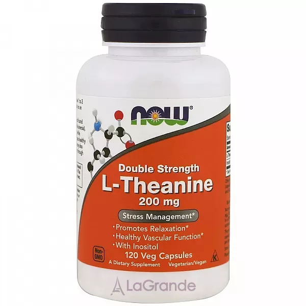 Now Foods Double Strength L-Theanine 200 mg L-������, ������� ����, 200 �� (�������� ������, ���������� ��� ���������, �������� �������-������� �������)