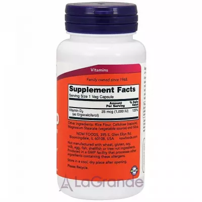 Now Foods Vegetarian, Dry Vitamin D 1000 IU  D2 , 1000 