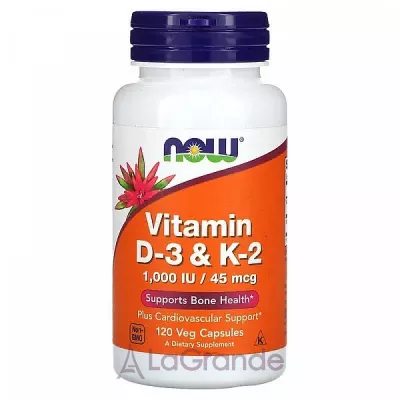 Now Foods Vitamin D3 & K2 1000 IU/45 mcg  3  2, 1000 /45 