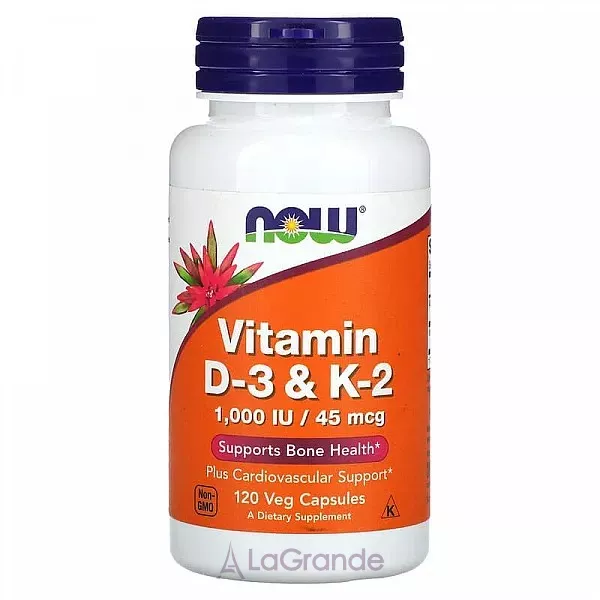 Now Foods Vitamin D3 & K2 1000 IU/45 mcg ������� �3 � �2, 1000 ��/45 ���